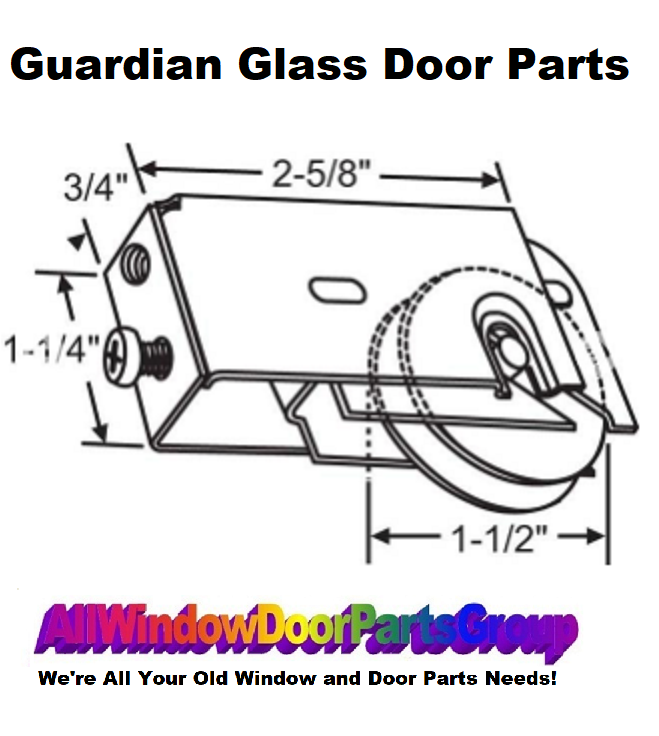 Guardian Glass Patio Door Roller Assembly Adjustable Single 1 1/2